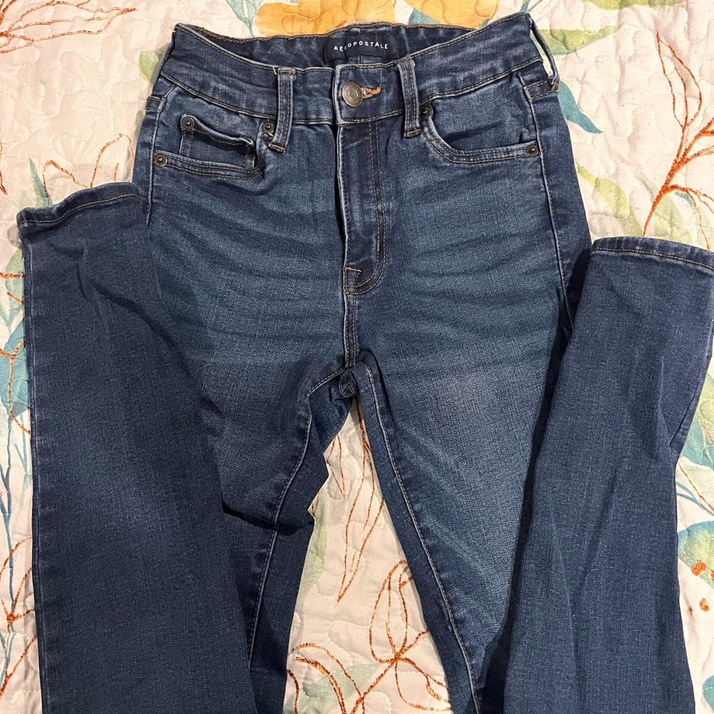 Aeropostale High Rise Dark Blue Jeans- Size 0 Reg